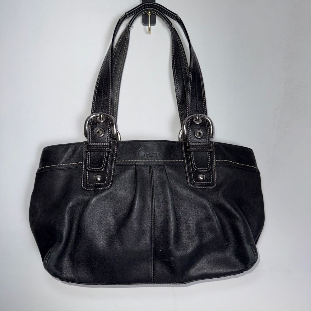 vintage Coach Black Leather Shoulder Bag
